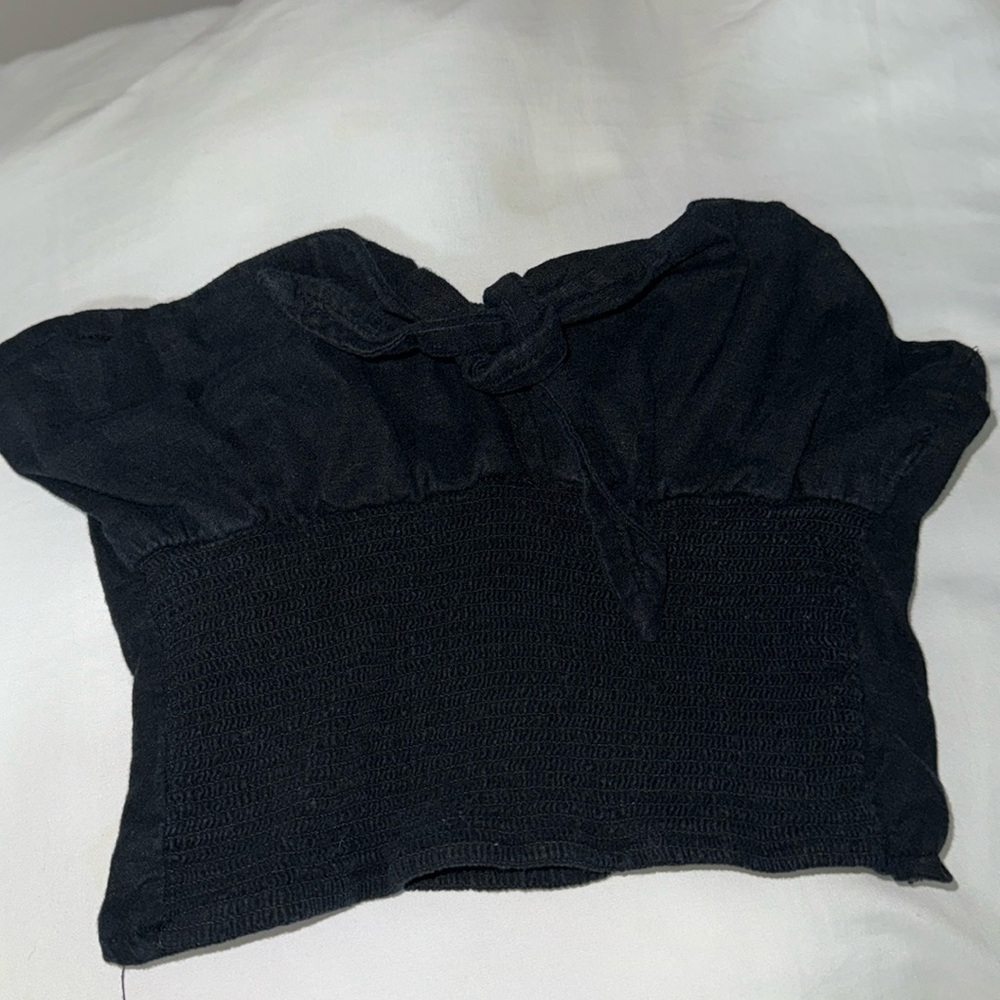 Rare Vintage Brandy Melville Black Strapless Tie Top